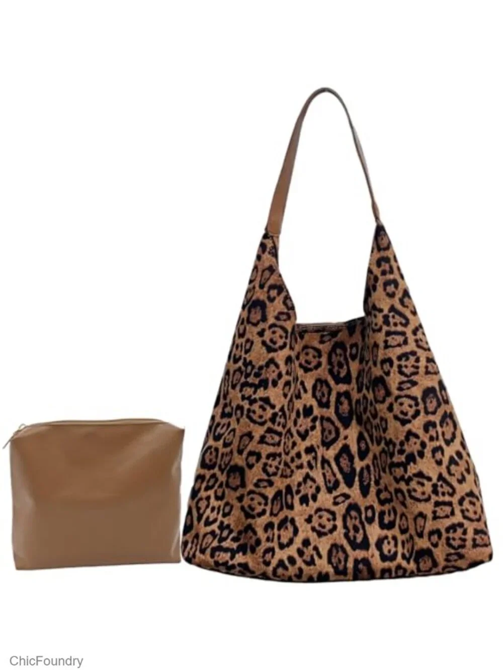 Y2K Leopard Hobo Bag for Women, Faux Suede Shoulder Bag Satchel Tote Purse